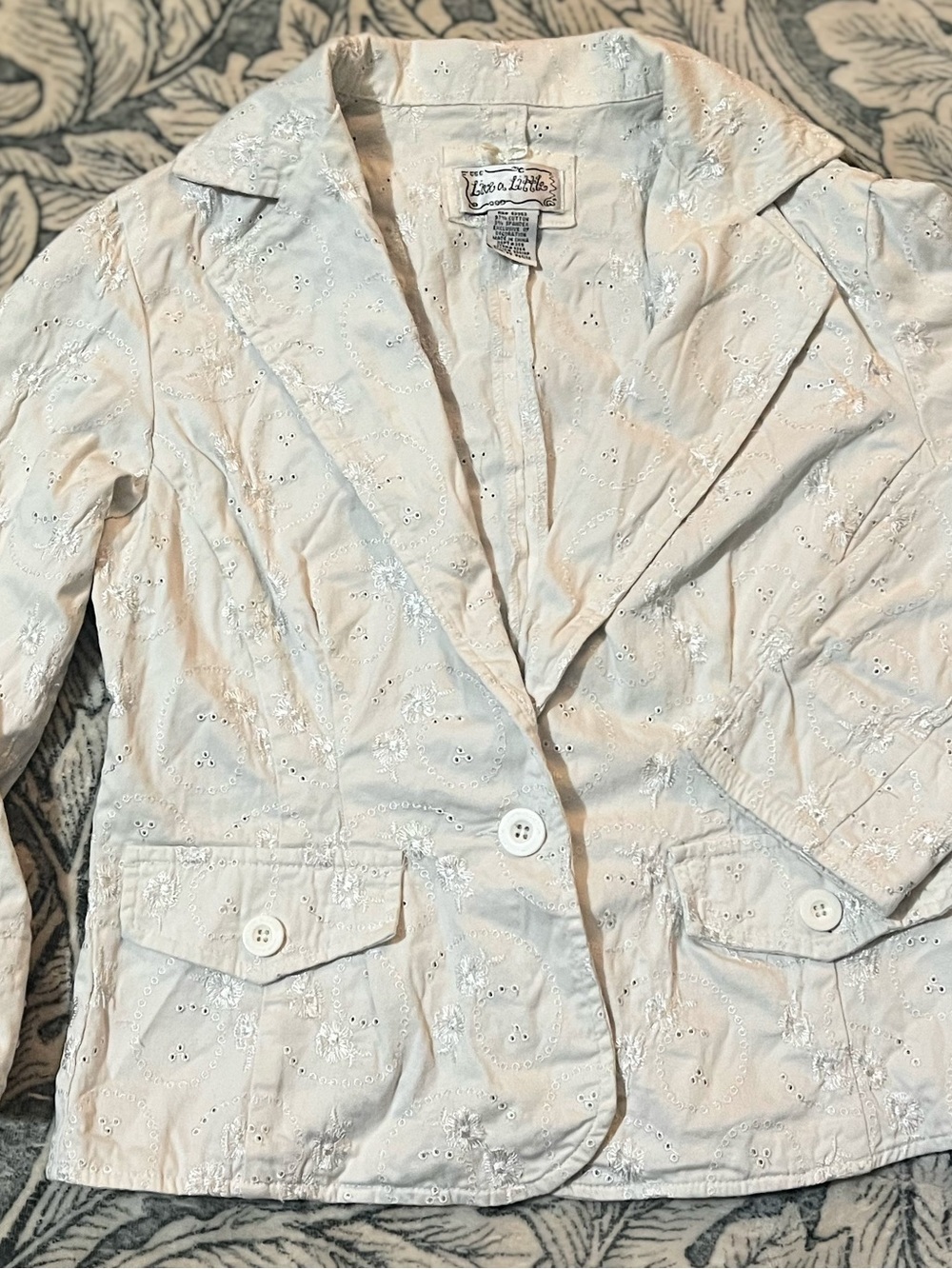 Live a Little White Embroidered Eyelet Blazer